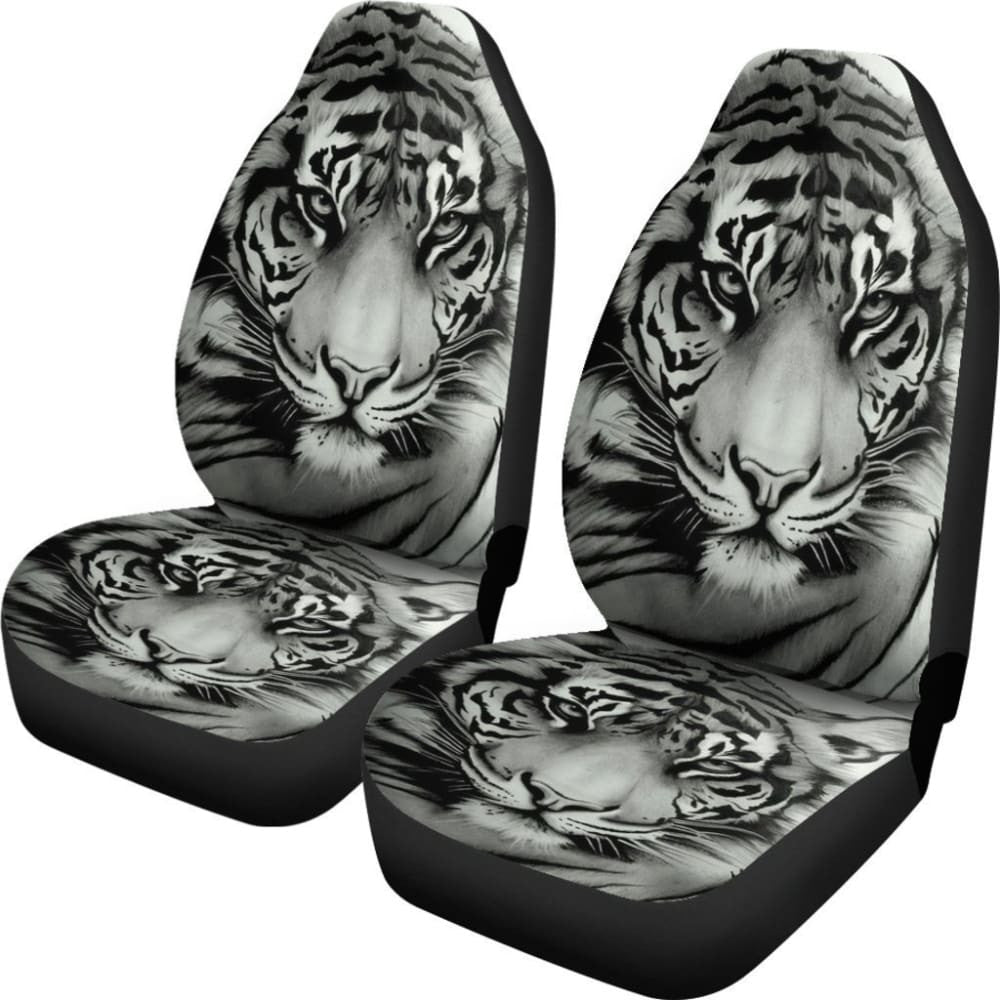 Tiger White Animal Car Seat Covers
