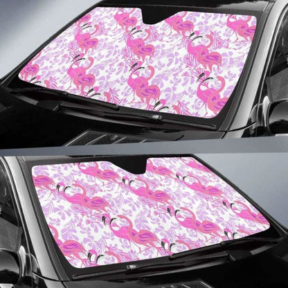 Pink Flamingo Flower Pattern Car Auto Sun Shades