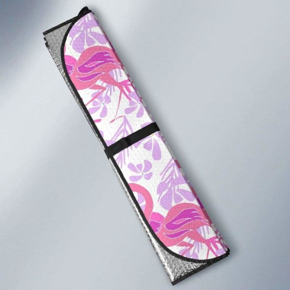Pink Flamingo Flower Pattern Car Auto Sun Shades