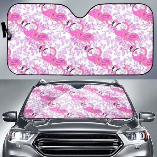 Pink Flamingo Flower Pattern Car Auto Sun Shades