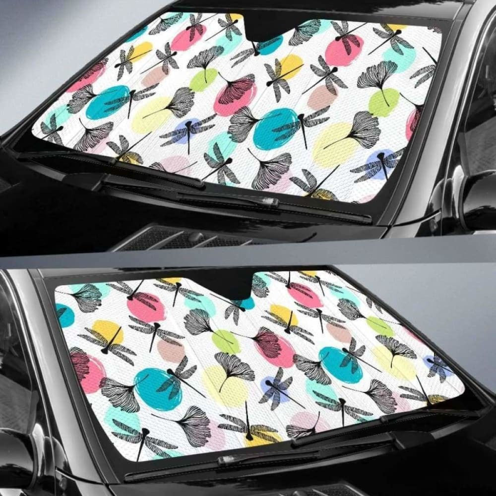 Dragonflies Ginkgo Leaves Pattern Car Auto Sun Shades