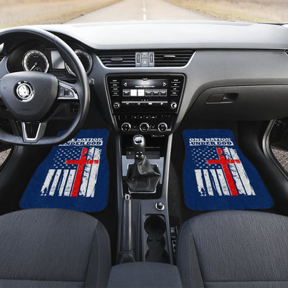 One Nation Under God Thin Line Blue Navy Car Floor Mats