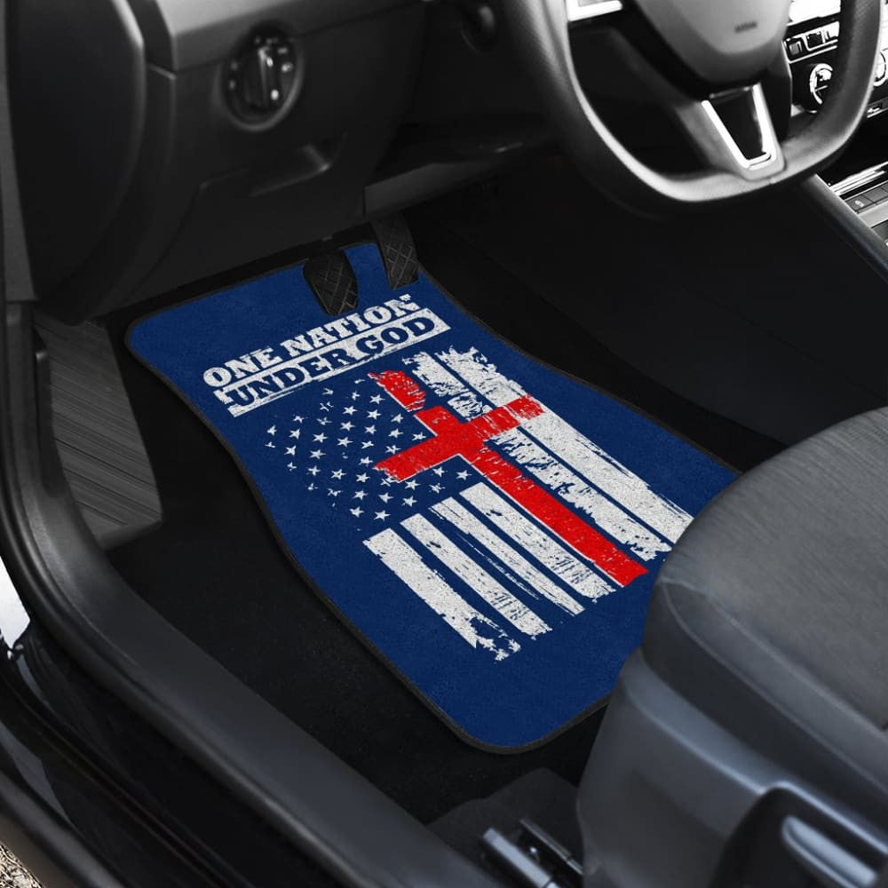 One Nation Under God Thin Line Blue Navy Car Floor Mats