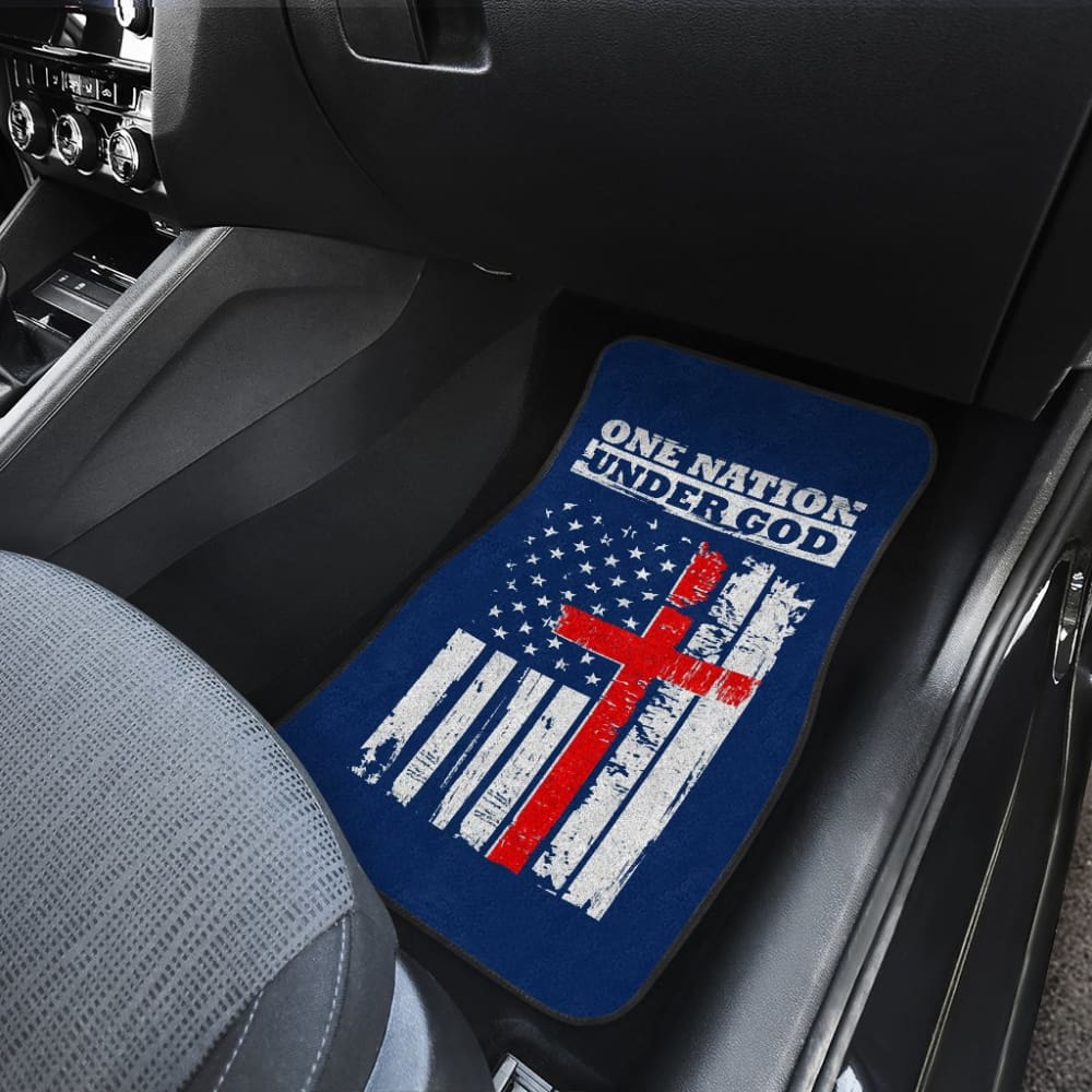 One Nation Under God Thin Line Blue Navy Car Floor Mats