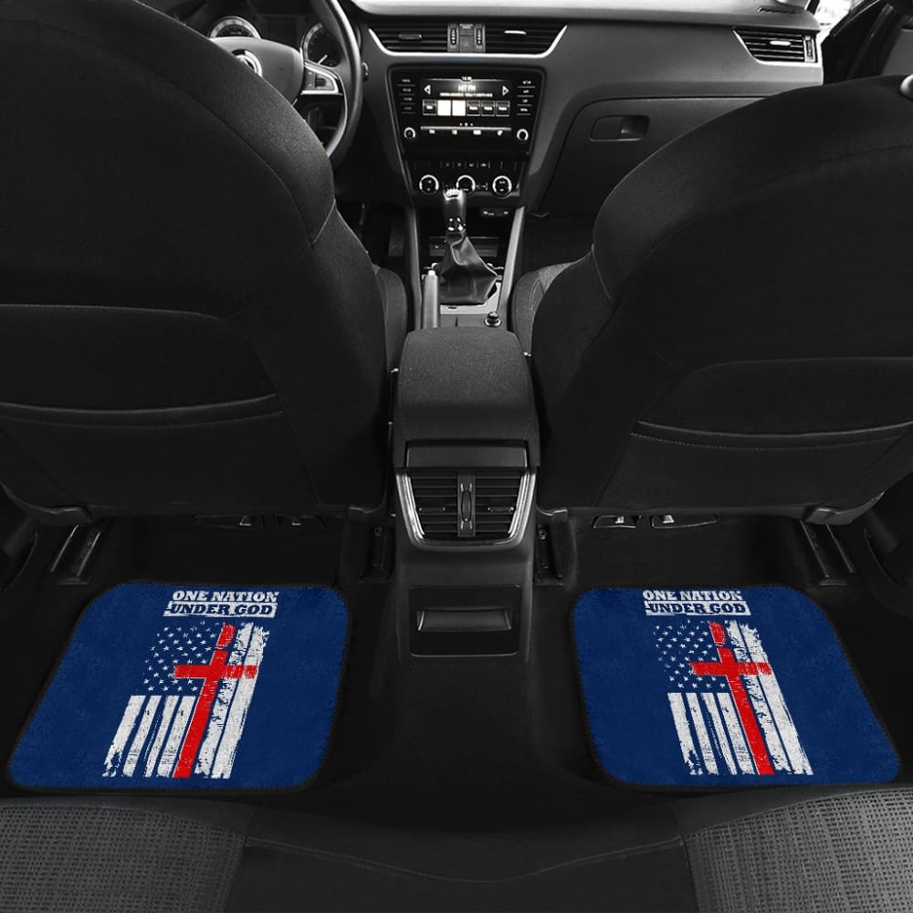 One Nation Under God Thin Line Blue Navy Car Floor Mats
