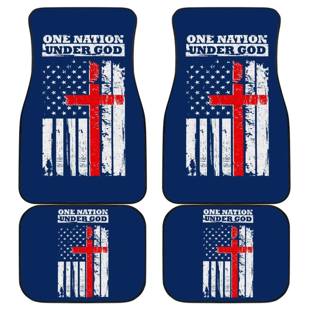 One Nation Under God Thin Line Blue Navy Car Floor Mats
