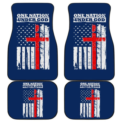 One Nation Under God Thin Line Blue Navy Car Floor Mats