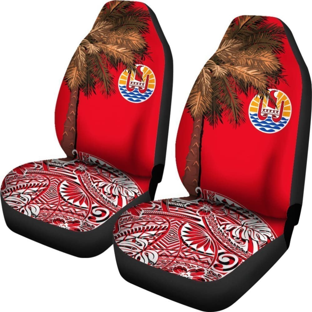 French Polynesia Car Seat Covers Palm Tree Polynesian Pattern