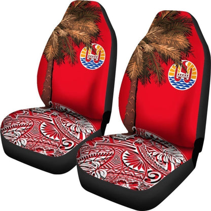 French Polynesia Car Seat Covers Palm Tree Polynesian Pattern