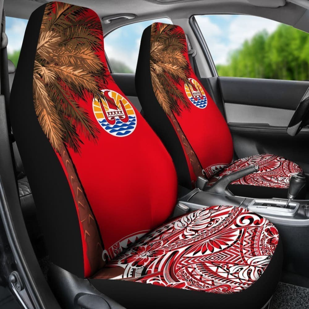 French Polynesia Car Seat Covers Palm Tree Polynesian Pattern