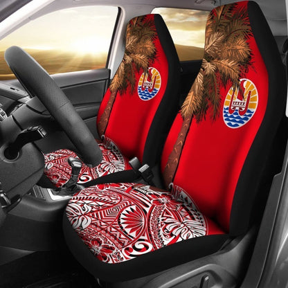 French Polynesia Car Seat Covers Palm Tree Polynesian Pattern