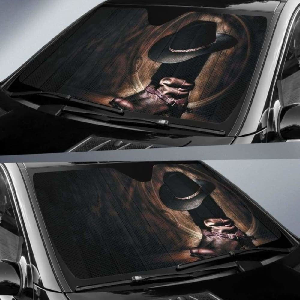 Boots & Hat & Ropes of Cowboy Vintage theme car auto sunshades