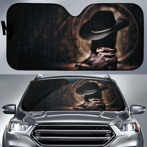 Boots & Hat & Ropes of Cowboy Vintage theme car auto sunshades