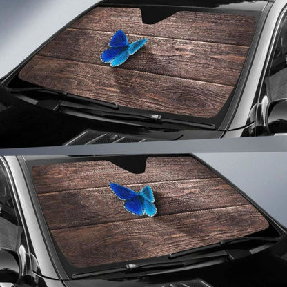Butterfly Wood BlueK K Car Sun Shade