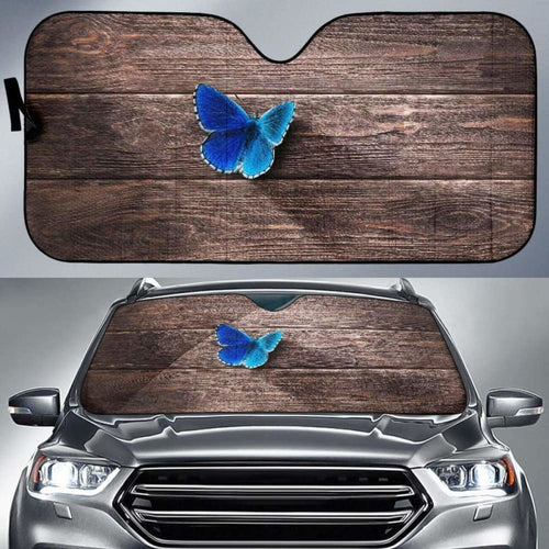 Butterfly Wood BlueK K Car Sun Shade