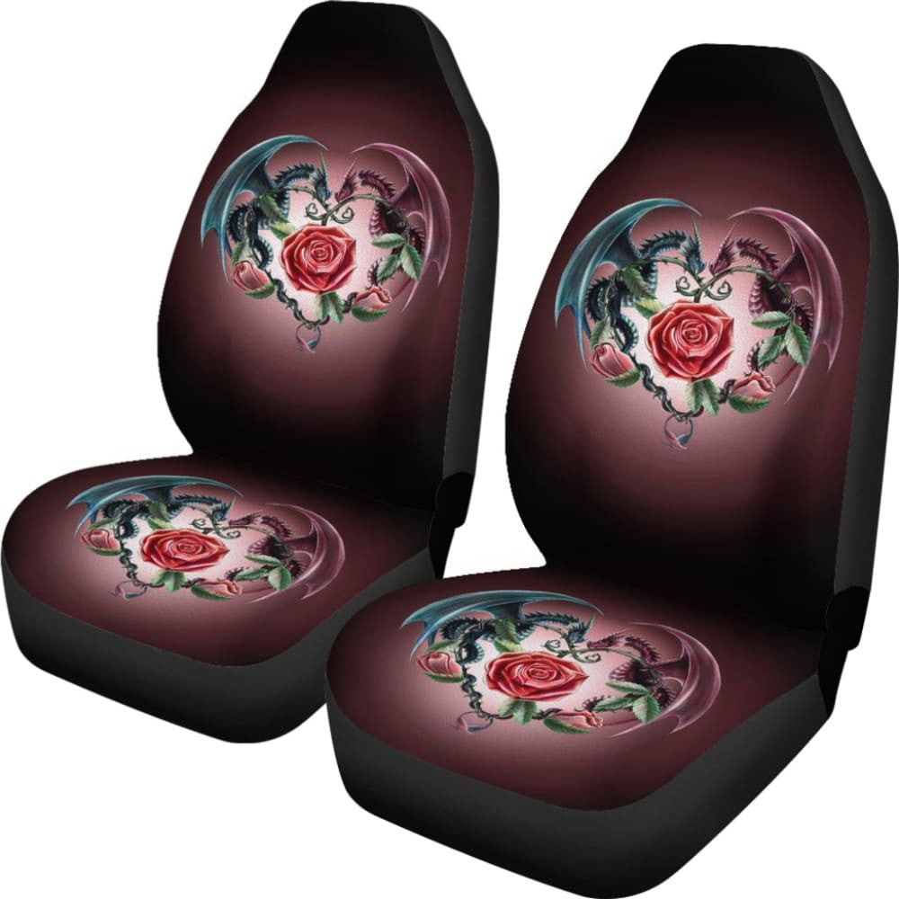 Sweet Love Dragons, Roses And Heart Car Seat Covers