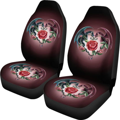 Sweet Love Dragons, Roses And Heart Car Seat Covers