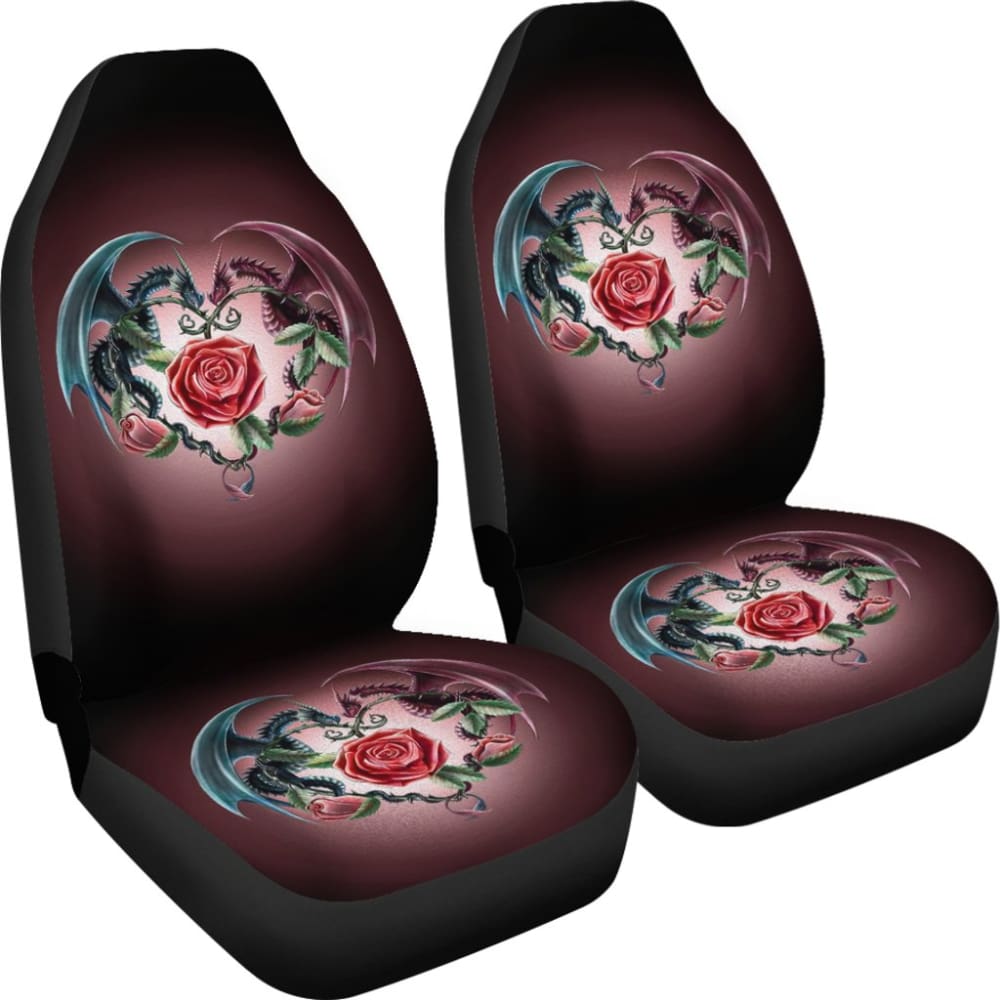 Sweet Love Dragons, Roses And Heart Car Seat Covers