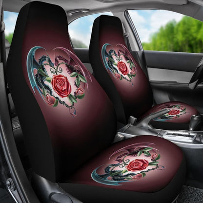 Sweet Love Dragons, Roses And Heart Car Seat Covers