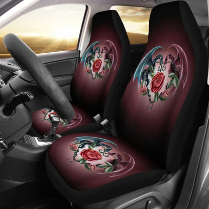Sweet Love Dragons, Roses And Heart Car Seat Covers