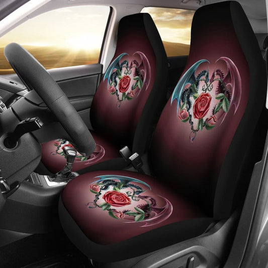 Sweet Love Dragons, Roses And Heart Car Seat Covers