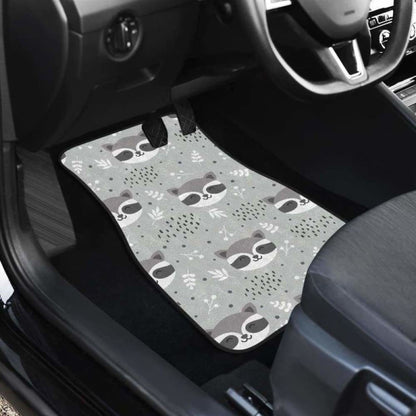 Cute Raccoons Leaves Dot Front And Back Car Mats