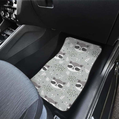 Cute Raccoons Leaves Dot Front And Back Car Mats