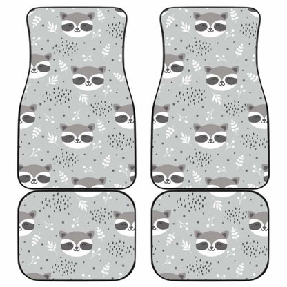 Cute Raccoons Leaves Dot Front And Back Car Mats