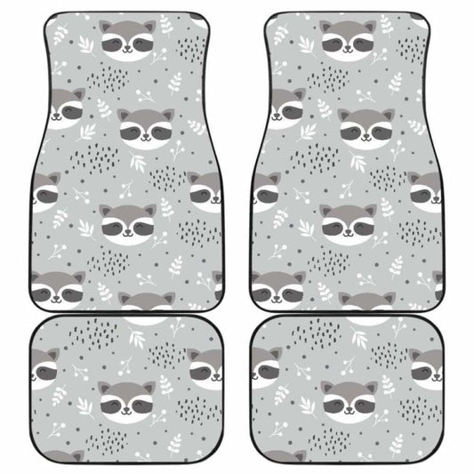 Cute Raccoons Leaves Dot Front And Back Car Mats