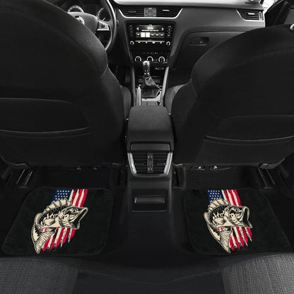Stars And Stripes Largemouth Bass Fishing Custom American Flag Car Floor Mats