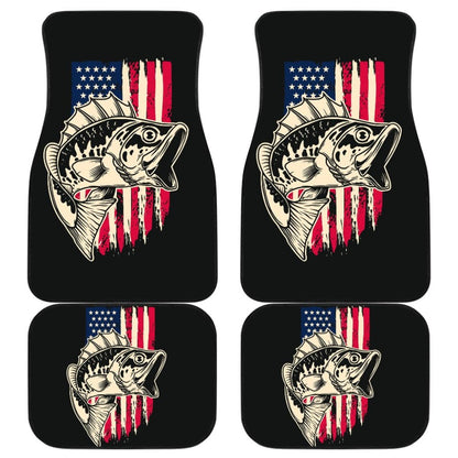 Stars And Stripes Largemouth Bass Fishing Custom American Flag Car Floor Mats