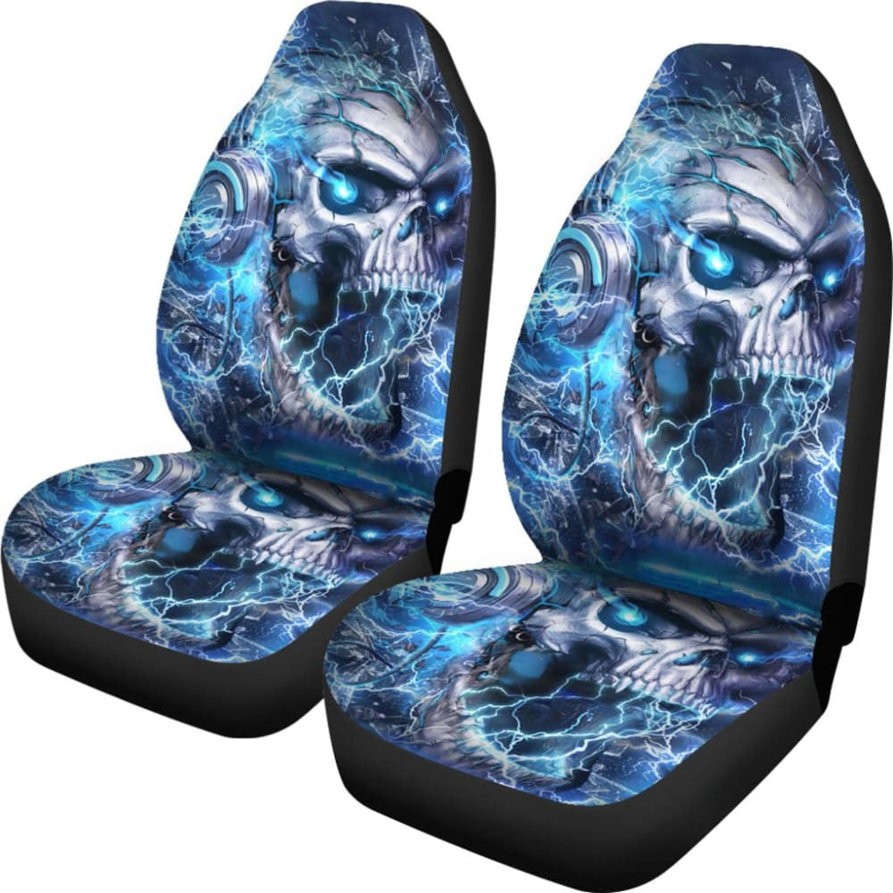 Amazing Blue Music Headphone Gothic Skull Car Seat Covers