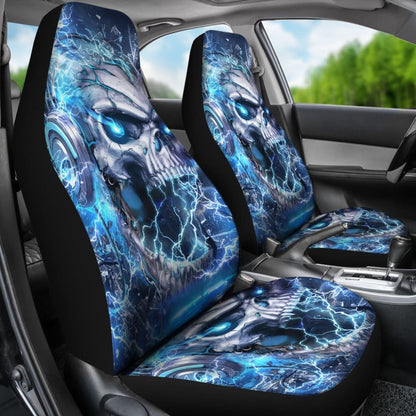 Amazing Blue Music Headphone Gothic Skull Car Seat Covers