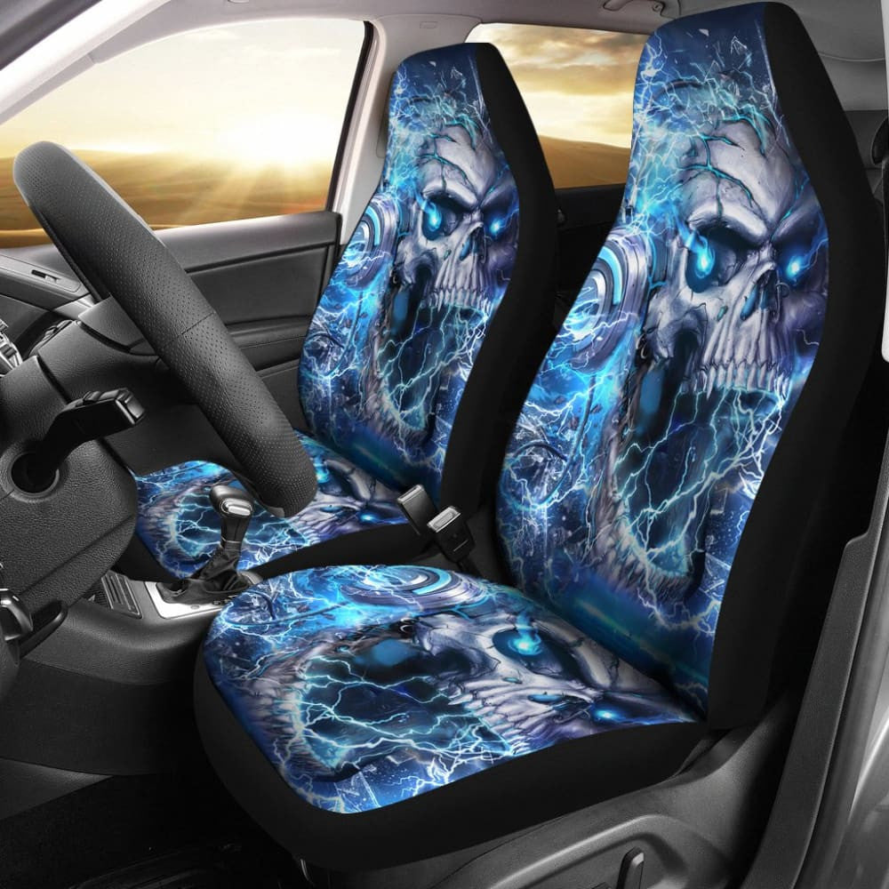 Amazing Blue Music Headphone Gothic Skull Car Seat Covers