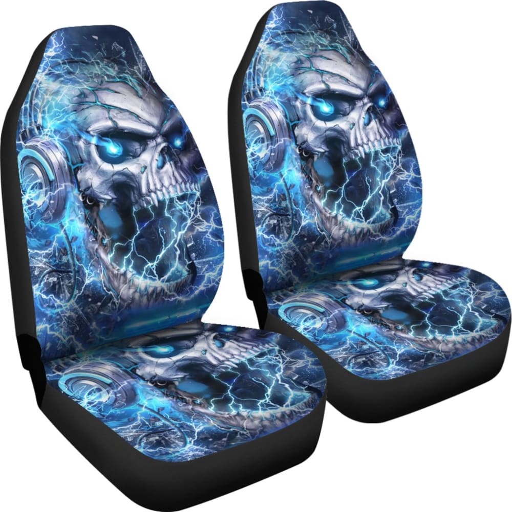 Amazing Blue Music Headphone Gothic Skull Car Seat Covers