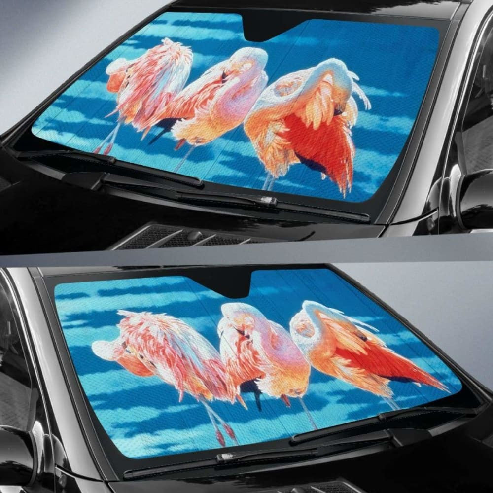 Car Sun Shades With Flamingo Print