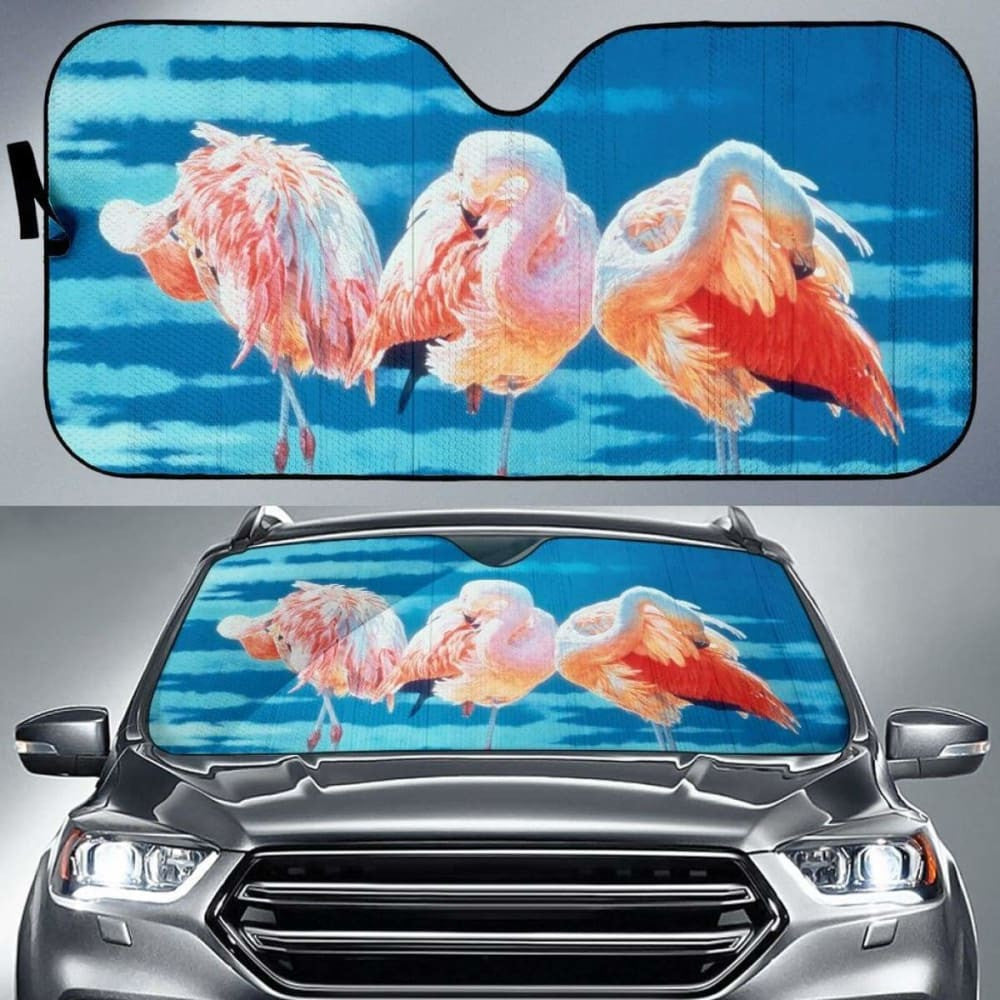 Car Sun Shades With Flamingo Print