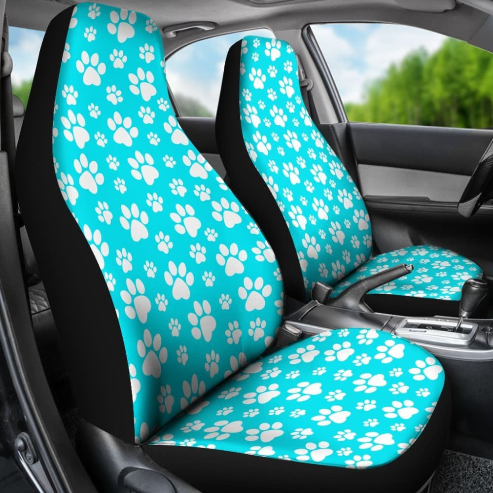 Paw Print Car Seat Cover Light Bue