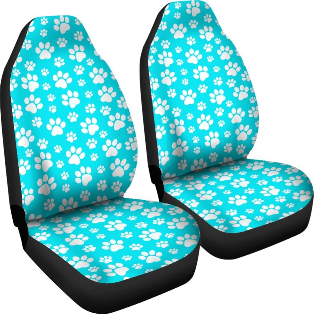 Paw Print Car Seat Cover Light Bue