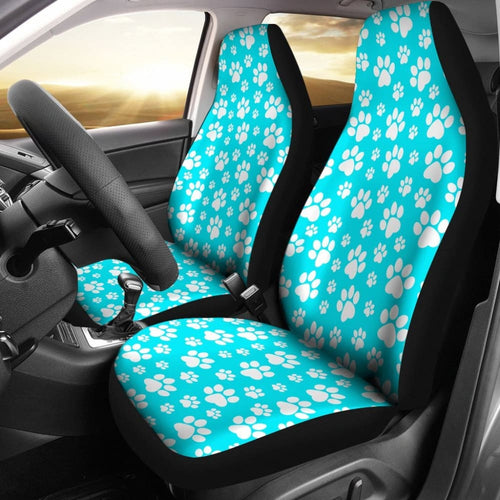 Paw Print Car Seat Cover Light Bue