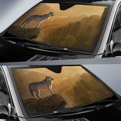 Wolf Rocks Forest FoggyK Car Sun Shade