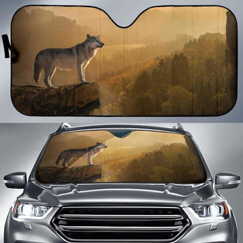 Wolf Rocks Forest FoggyK Car Sun Shade