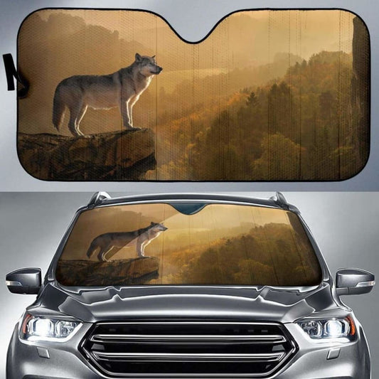 Wolf Rocks Forest FoggyK Car Sun Shade
