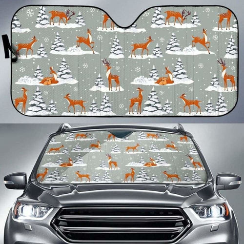 Beautiful Deers Winter Christmas Car Auto Sun Shades
