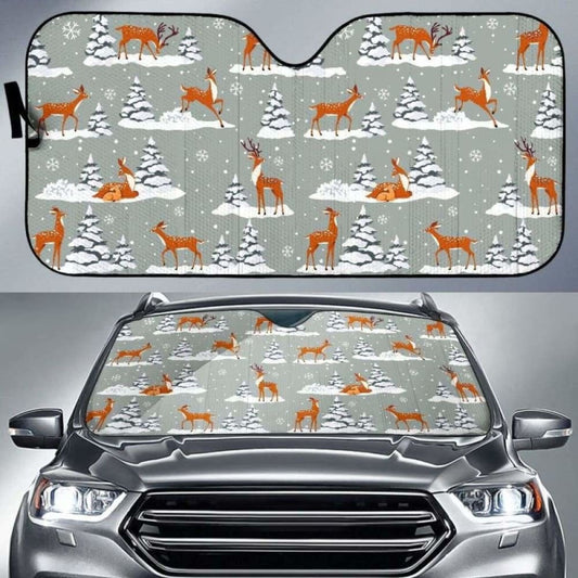 Beautiful Deers Winter Christmas Car Auto Sun Shades