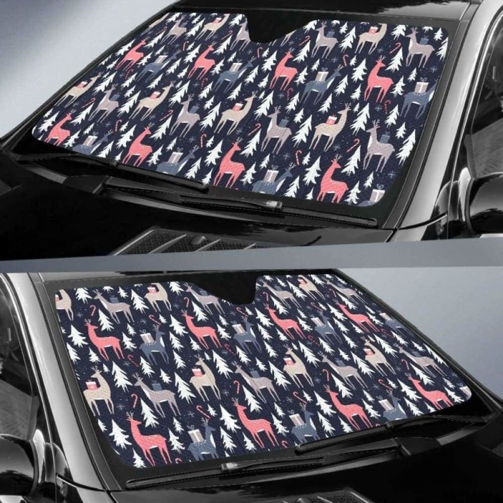Deers Winter Christmas Pattern Car Auto Sun Shades