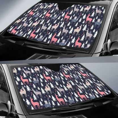 Deers Winter Christmas Pattern Car Auto Sun Shades