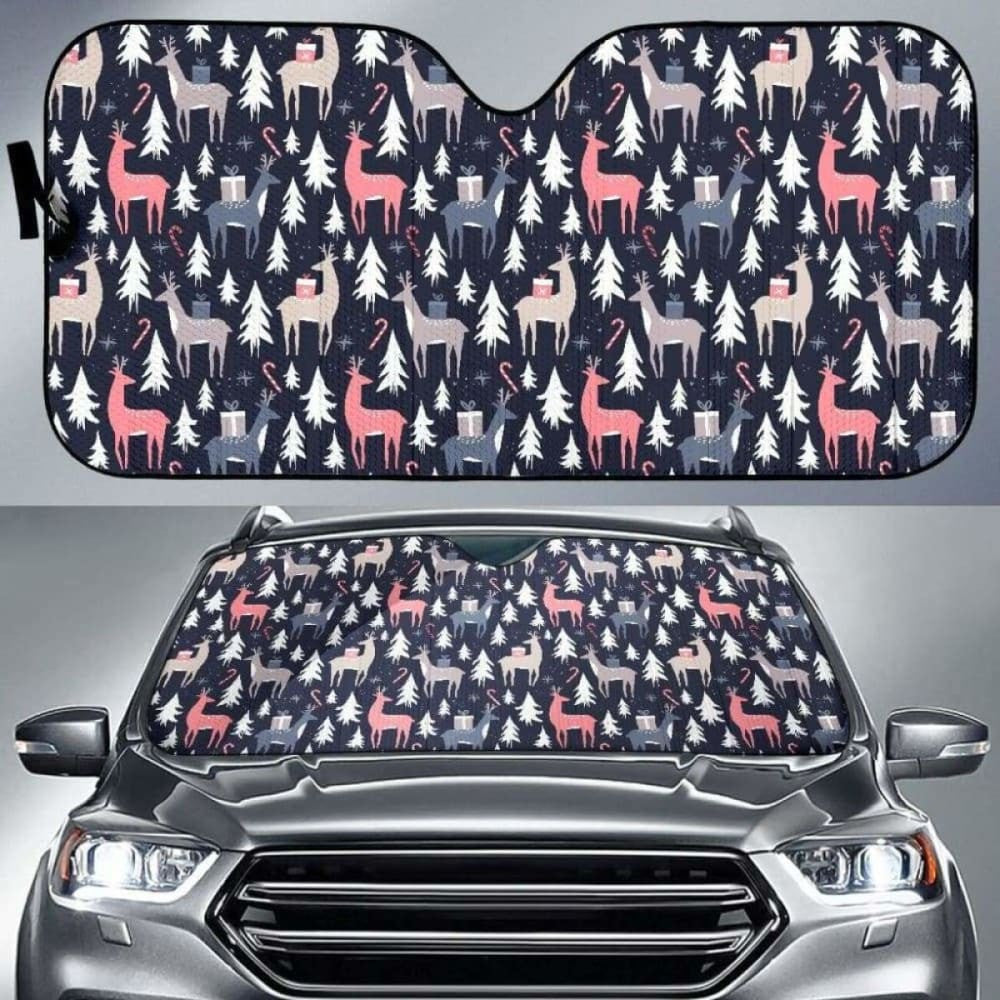 Deers Winter Christmas Pattern Car Auto Sun Shades