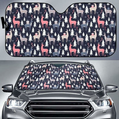 Deers Winter Christmas Pattern Car Auto Sun Shades