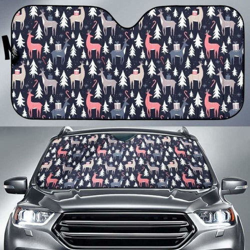 Deers Winter Christmas Pattern Car Auto Sun Shades